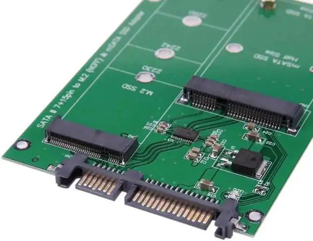 Alt view image 2 of 6 - M.2 NGFF/mSATA SSD to SATA III Converter Adapter Card Build in Mini PCI-e 52pin B Key Male Connector for Notebook PC SSD