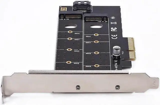 Alt view image 6 of 6 - Dual M.2 Pcie Adapter,M2 Ssd Nvme (M Key) Or Sata (B Key) 22110 2280 2260 2242 2230 To Pci E 3.0 X 4 Host Controller Expansio