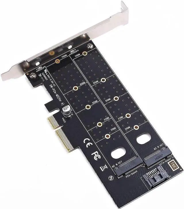Alt view image 2 of 6 - Dual M.2 Pcie Adapter,M2 Ssd Nvme (M Key) Or Sata (B Key) 22110 2280 2260 2242 2230 To Pci E 3.0 X 4 Host Controller Expansio
