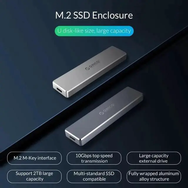 Alt view image 2 of 6 - M2 SSD Case NVME USB C 10Gbps Support UASP USB3.1 Gen2 Type C M.2 SSD Enclosure for NVME PCIE NGFF SATA M/B Key SSD Disk