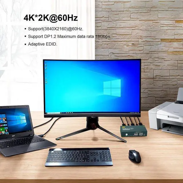 Alt view image 4 of 6 - USB KVM Switch Keyboard And Mouse Splitter With 2 DP Port Support 4K@60Hz 2 In 1 Out and USB Hub For PC Macbook Laptop