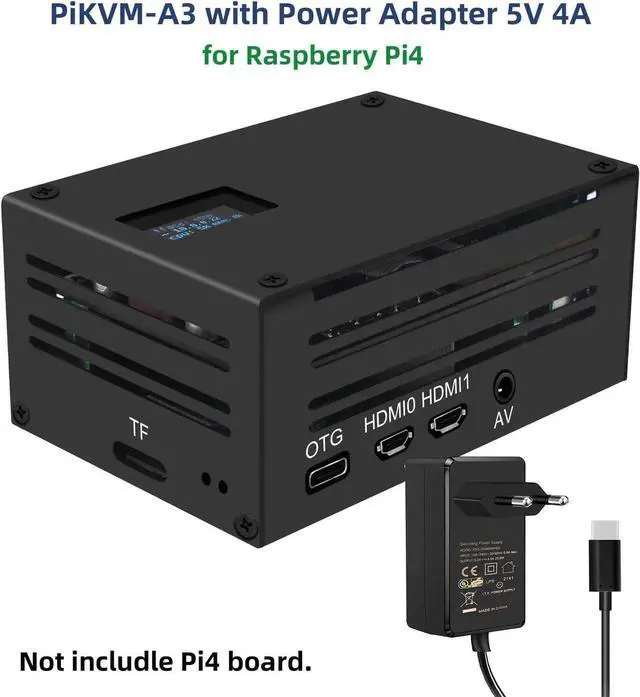 Main image of Pi based KVM over IP PiKVM-A3 with Power Adapter USB-C 5V 4A for Raspberry Pi 4B
