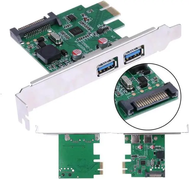 Alt view image 4 of 6 - Super Speed add on card 2Ports USB 3.0 to PCI-E Express Expansion card with 15-pin SATA Power Connector for Win XP/7/8/8.1/10