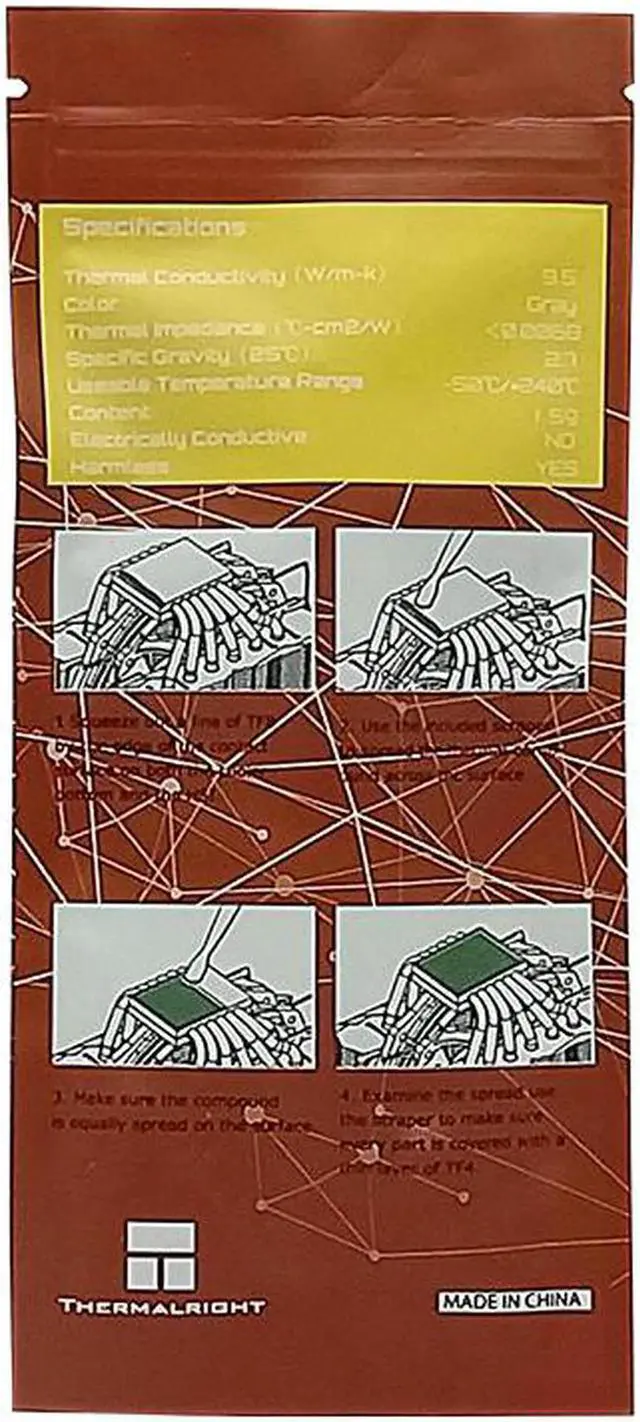 Alt view image 2 of 4 - Thermalright TF4 1.5g Thermal Paste 9.5 W/mK CPU Cooling Paste Notebook Silicone Grease Graphics Card Silicone Grease with Tool