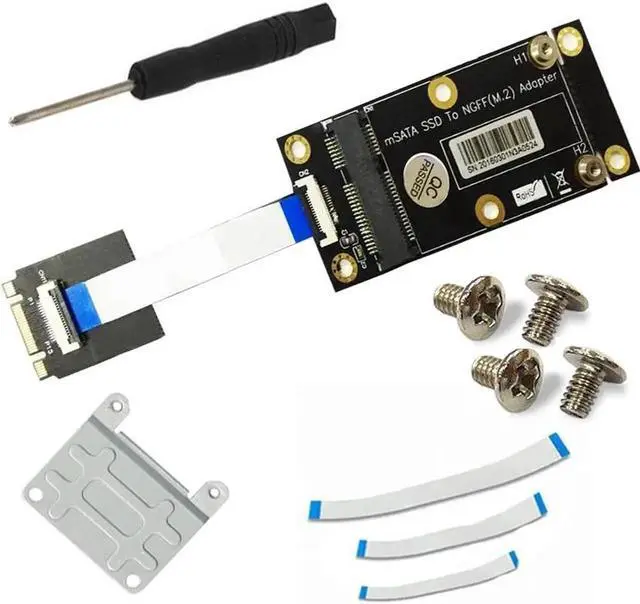 Alt view image 3 of 6 - mSATA SSD to M.2 NGFF Key B Adapter Converter Card Kits mSATA Adapter with FFC Cable Metal Extender Bracket Screws for Computer