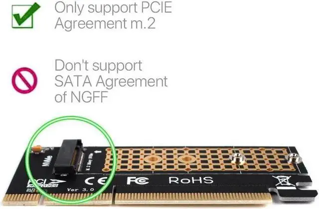 Alt view image 4 of 6 - M.2 NVMe SSD NGFF TO PCIE 3.0 X16 X4 Adapter M Key Interface Expansion Card Full Speed Support 2230 to 2280 SSD