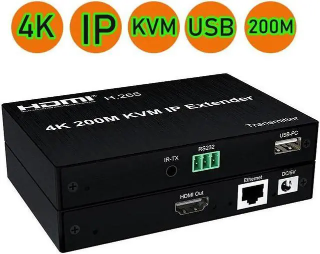 Main image of 4K HDMI KVM Extender HDMI KVM Splitter Over Cat5e/6 Cable up to 200M Receiver Sender for window Mac 4K 30Hz KVM