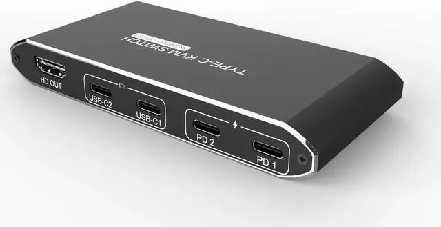 Alt view image 4 of 6 - C KVM Switch 4K 60hz 2 Port Usb 2.0 2x1 to hdmi Kvm Converter Mouse Keyboard Switcher For Computer with type C cables