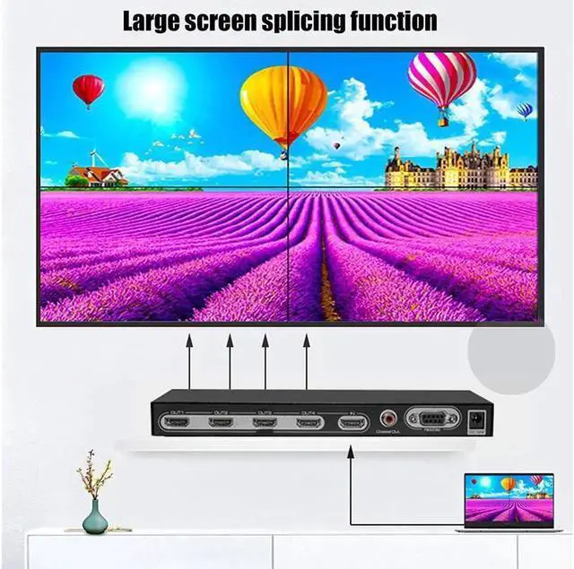 Alt view image 7 of 7 - Video Wall Controller Splicer, 4K @30Hz 4 Port HDMI Multimedia Interface Switcher, IR RS232 2X2 TV 4K 1x2 1x3 1x4 Processor SPDIF 3.5mm Out Audio HDMI Video Splicer Splitter Switch