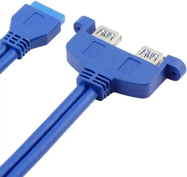 Alt view image 6 of 6 - Female Header PCI For PC Panel To 20Pin Screw Mount Computer Rear Bracket Motherboard Copper Wire Baffle Cable Dual USB 3.0