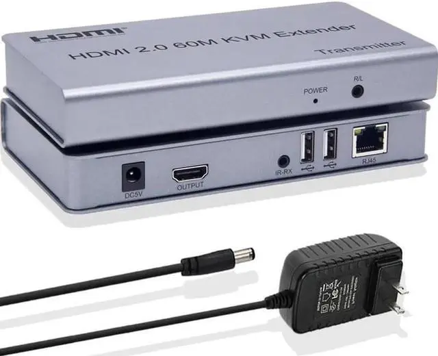 Main image of 4K 60HZ HDMI 2.0 KVM Extender Via RJ45 Ethernet CAT6 Cable to 60M HDMI USB Extender Video Audio Transmit Support Keyboard Mouse