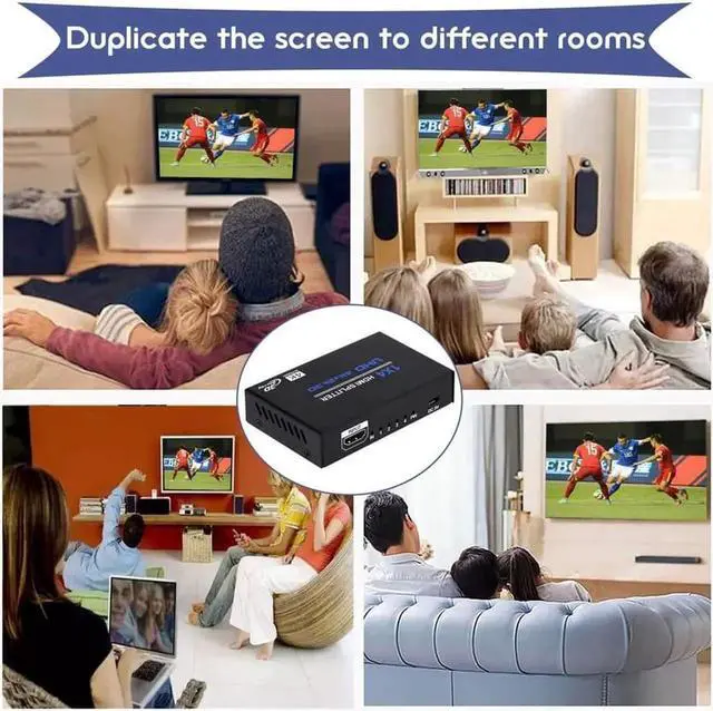 Alt view image 4 of 7 - 1x4 HDMI Splitter, 1 in 4 Out HDMI Splitter Audio Video Distributor Box Support 3D & 4K x 2K Compatible for HDTV, STB, DVD, PS3, Projector Etc