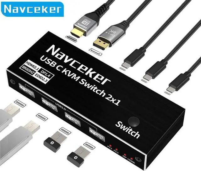 Main image of Thunderbolt 4 USB C KVM Switch 4K 144Hz USB KVM Switch USB 8K 60Hz KVM Switcher for 2 Computer Macbook 1 HDMI Monitor