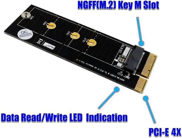 Alt view image 4 of 6 - +Gold M.2 SSD Cooling Support M Key 2230 2280 M2 SSD PCI Express Adapter Led M.2 NVMe SSD NGFF To PCIE 3.0 X4 Raiser Card