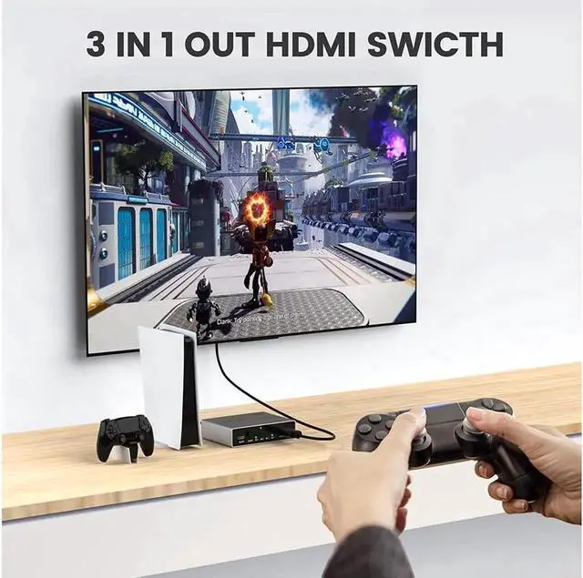 Alt view image 2 of 7 - HDMI 2.1 Switch 8K HDMI Splitter 3 in 1 Out, Ultra High-Speed 48Gbps HDMI Switcher with Remote Control, Supports 8K @60Hz 4K @120Hz, Compatible for PS5/PS4 Projectors Monitor