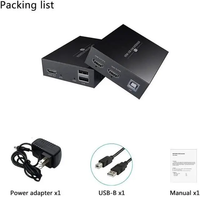Alt view image 3 of 6 - 150M IP HDMI-compatible KVM Extender IP UTP/STP Cat5e/6 RJ45 Ethernet Cable 1080P 60Hz HDMI-compatible USB Extender Network