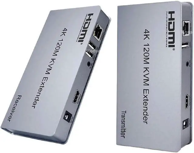 Main image of 4K HDMI KVM Extender 120M HDMI USB Extender Over Ethernet Cat6/7 Cable with Loop-out Support USB Keyboard Mouse for PC Monitor