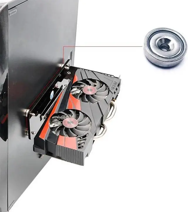 Alt view image 6 of 6 - PCI E 3.0 16X Bracket to Graphics Card Vertical Stand Holder Base with Magnetic Standoff Bracket for Graphics Card DIY ATX Case