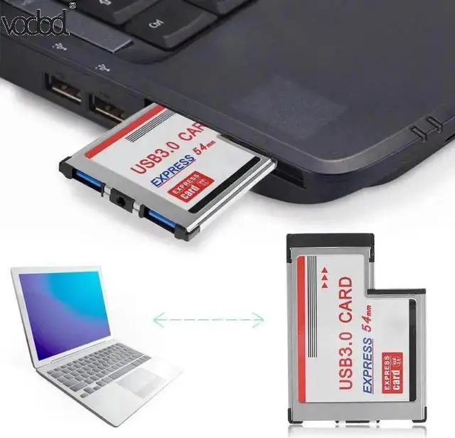 Alt view image 5 of 6 - 2 Ports USB 3.0 PCI Express Card Adapter 5Gbps HUB PCI 54mm Slot Express Card Converter for Laptop