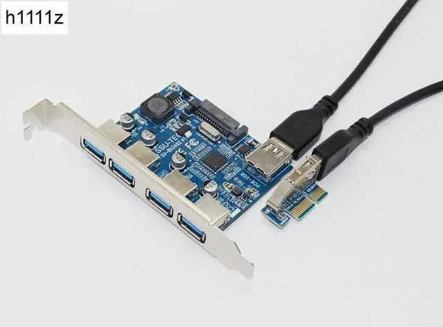 Alt view image 2 of 6 - 4 Port USB 3.0 HUB Adapter PCI-E 1X to USB3.0 Card PCI Express Expansion Card with 30cm USB Cable 5Gb Speed For Desktop Computer