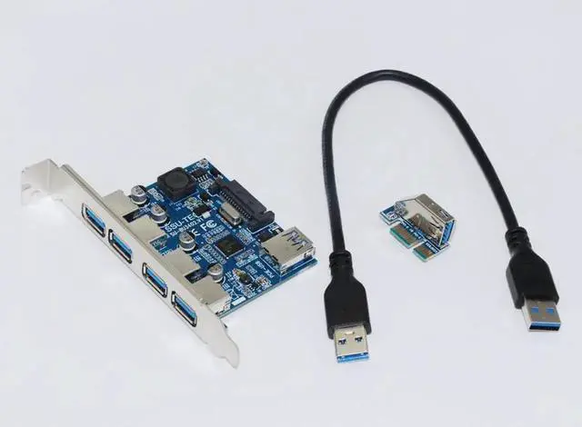 Alt view image 4 of 6 - 4 Port USB 3.0 HUB Adapter PCI-E 1X to USB3.0 Card PCI Express Expansion Card with 30cm USB Cable 5Gb Speed For Desktop Computer