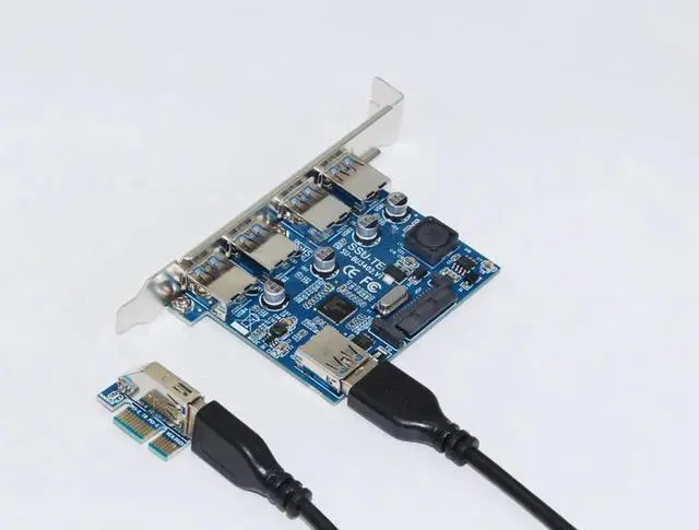 Alt view image 5 of 6 - 4 Port USB 3.0 HUB Adapter PCI-E 1X to USB3.0 Card PCI Express Expansion Card with 30cm USB Cable 5Gb Speed For Desktop Computer