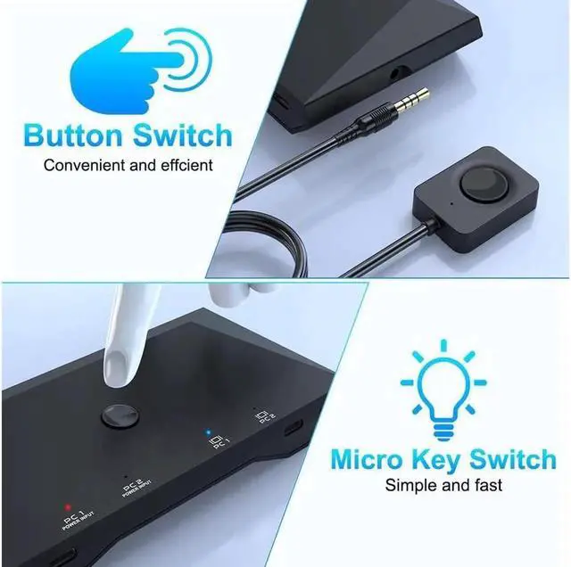 Alt view image 2 of 7 - 2-Port USB Type-C KVM Switch, 4K 60Hz HDMI KVM Switch 2 in 1 Out Dual USB C KVM Switch 2 Computers with HDMI, 60W PD, 3X USB 2.0, Remote Control, 3.5mm Audio/Mic for M-a-c-Book, i-Pad Pro, USB-C PC