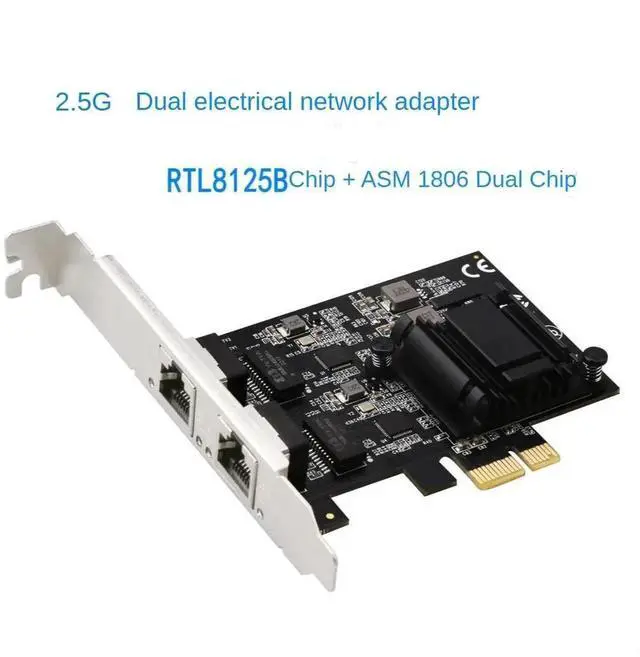 Alt view image 4 of 5 - 2.5GBase-T Gigabit Network Adapter with 2 Ports 2500Mbps PCIe 2.5gb Ethernet Card RJ45 LAN Controller Card