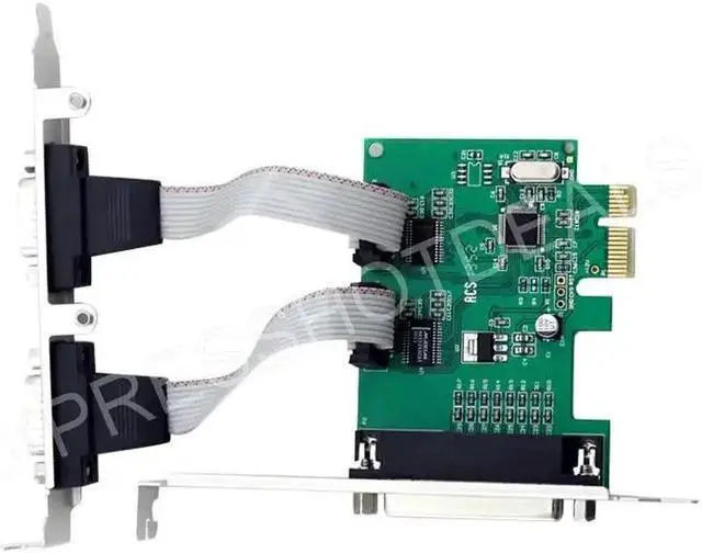 Alt view image 2 of 4 - 2 Ports RS-232 Serial COM & 1 Port Printer Parallel LPT Port to PCI-E Adapter