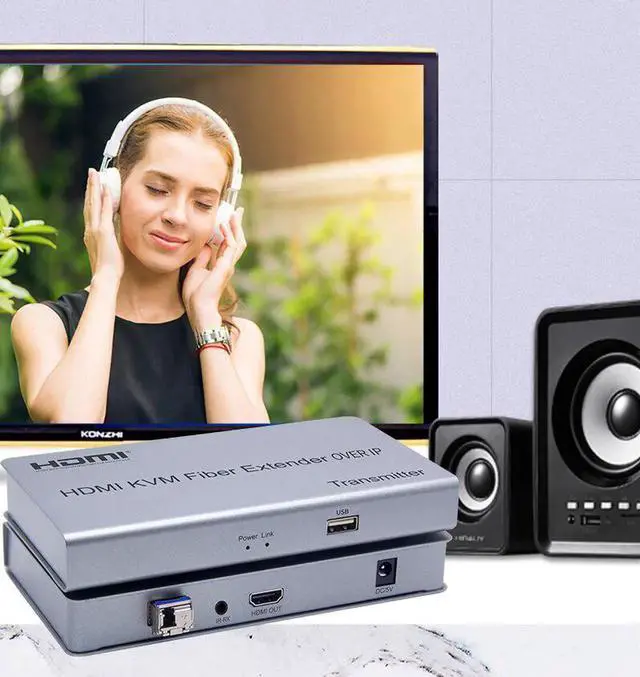 Alt view image 4 of 6 - 20km HDMI USB KVM Fiber Extender Over IP Single Mode Fiber-LC Fiber Optic Transceiver Audio Video Converter Transmitter Receiver