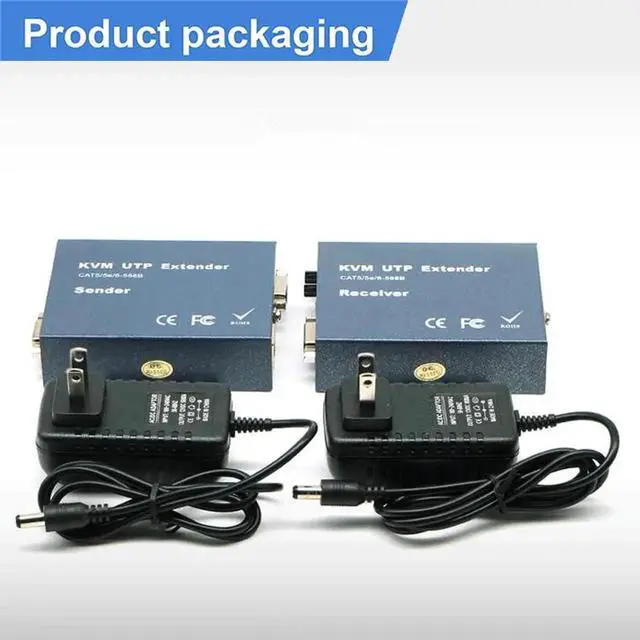 Alt view image 6 of 6 - Quality 330ft VGA + Stereo Audio + USB Signal KVM Extender Over Cat5 Cat5e Cat6 RJ45 Cable No Delay Loss VGA Transmitter