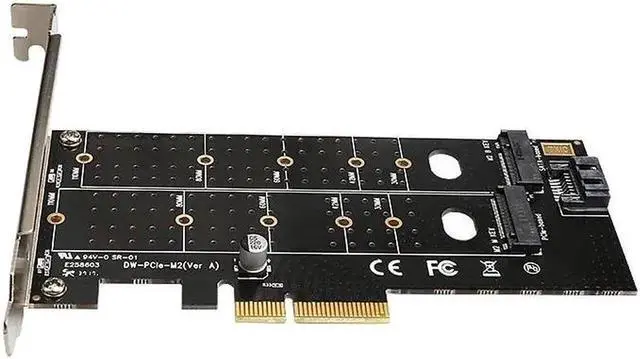 Alt view image 4 of 5 - PCIe to M.2 NVMe SSD NGFF Riser Card 110mm M Key and B Key Dual Interface with SATA Port Converter Adapter Expansion Card for PC