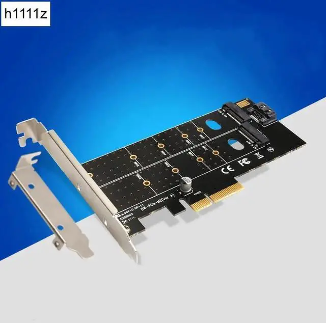 Main image of PCIe to M.2 NVMe SSD NGFF Riser Card 110mm M Key and B Key Dual Interface with SATA Port Converter Adapter Expansion Card for PC