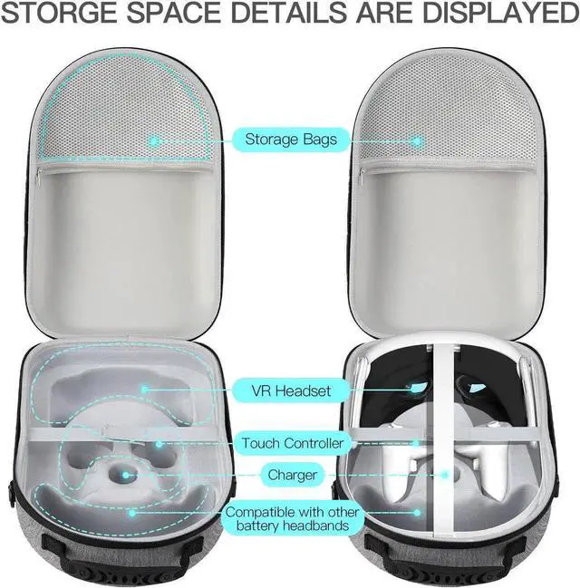 Alt view image 6 of 7 - Travel Carrying Case for Quest 3 VR Glasses Gaming Headset Controllers