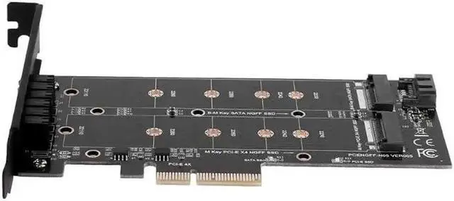 Alt view image 2 of 6 - M.2 NGFF+NVME Adapter Card Dual 12V+3.3V voltage PCI-E 4X to NGFF SSD Adapter Card B-key+M-key for m2 2230/2242/2260/2280