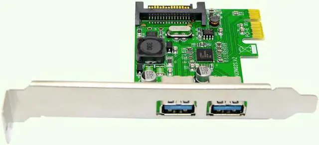 Alt view image 2 of 6 - PCI-E Express x1 to 2-Port USB 3.0 Controller Card Adapter Hub 5Gb/s Super Speed