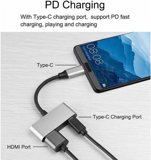 Alt view image 5 of 6 - Aomoproing 2018 Type-C To HDMI Adapter With PD Power Port USB C USB 3.1 To HDMI Converter 4K 60Hz For Macbook MateBook S8 Mate 10