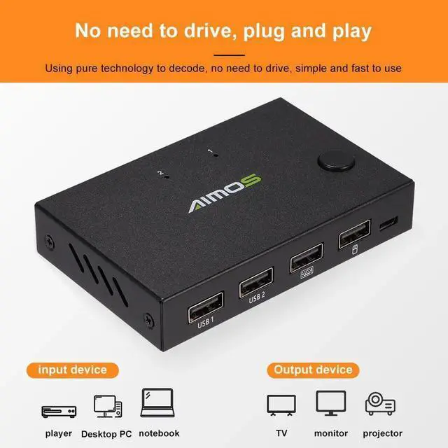 Alt view image 6 of 6 - HDMI-compatible Splitter 4K Switch KVM switch Usb 2.0 2 in1 Switcher For computer monitor Keyboard And Mouse EDID / HDCP Printer