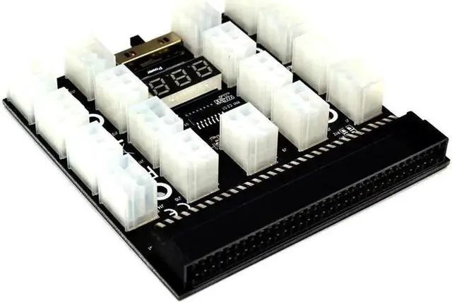 Alt view image 2 of 6 - Black PCI E 17* 6Pin Power Supply Breakout Board Adapter 1200w/750w 12V for (1200W) for Ethereum BTC Antminer Miner Mining