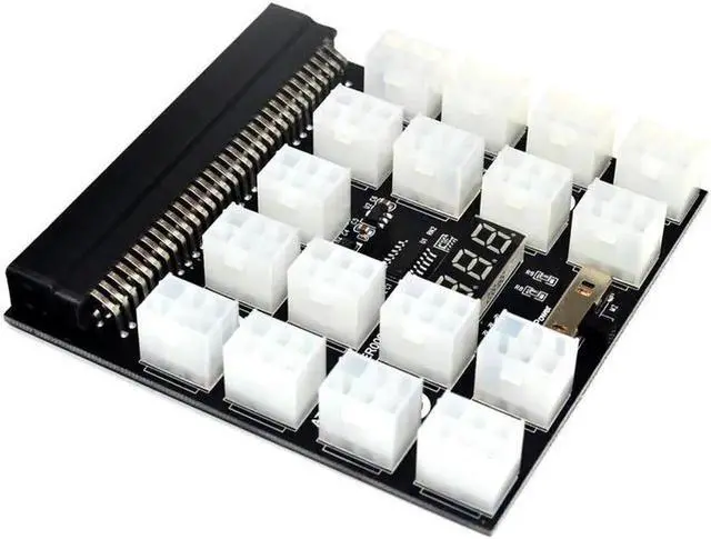Alt view image 3 of 6 - Black PCI E 17* 6Pin Power Supply Breakout Board Adapter 1200w/750w 12V for (1200W) for Ethereum BTC Antminer Miner Mining