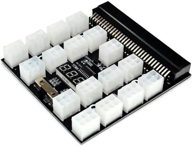 Alt view image 4 of 6 - Black PCI E 17* 6Pin Power Supply Breakout Board Adapter 1200w/750w 12V for (1200W) for Ethereum BTC Antminer Miner Mining