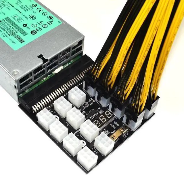 Alt view image 5 of 6 - Black PCI E 17* 6Pin Power Supply Breakout Board Adapter 1200w/750w 12V for (1200W) for Ethereum BTC Antminer Miner Mining