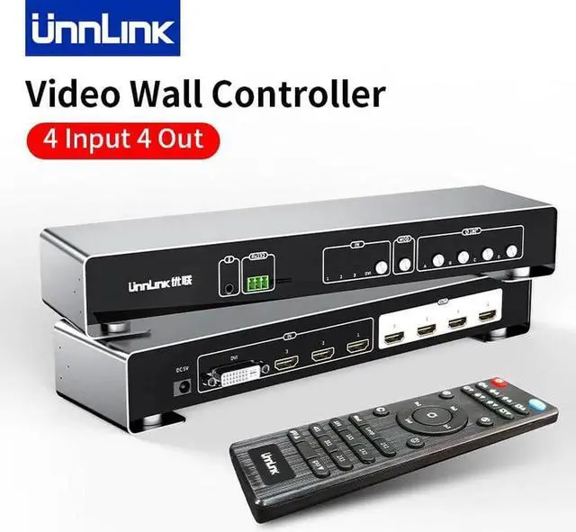 Main image of 4 In 4 Out HDMI DVI Video Wall Controller 1080P TV Splicing 1X2 1X3 1X4 2X1 3x1 4X1 2X2 HDMI Splitter Switch