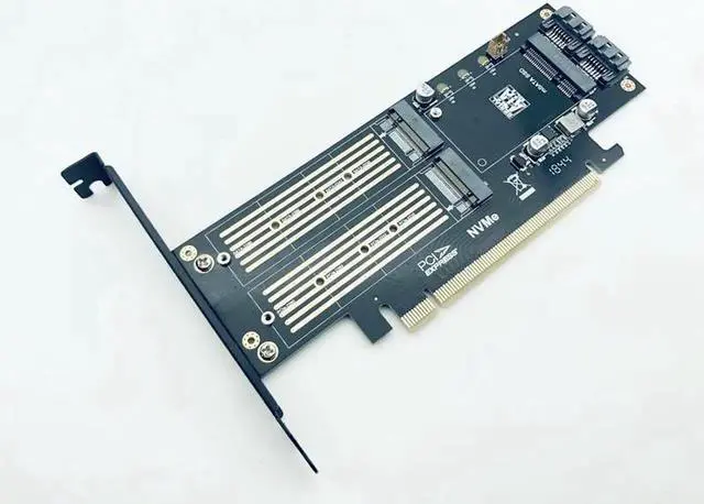 Alt view image 6 of 6 - SATA M.2 Adapter PCIE M.2 to SATA SSD M.2 SATA Adapter NVME M Key + AHCI NGFF B Key + MSATA 3in1 Riser Card