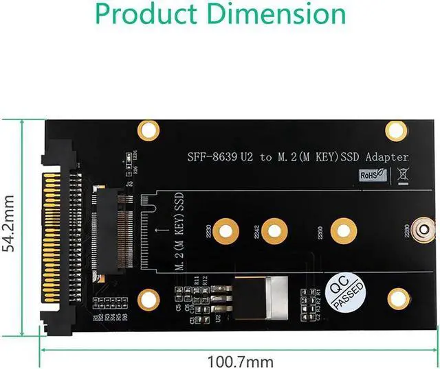 Alt view image 6 of 6 - U.2 SFF 8639 to M2 SSD Adapter U.2 to M.2 NVME SSD M Key Expansion Card Board for 2230 2242 2260 2280 M2 SSD