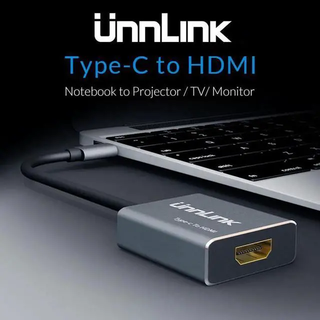 Main image of Unnlink USB C to HDMI 4K@30Hz Type C to HDMI 20cm Converter Thunderbolt 3 to HDMI Adapter MHL for MacBook pro Galaxy S8 S9 p20