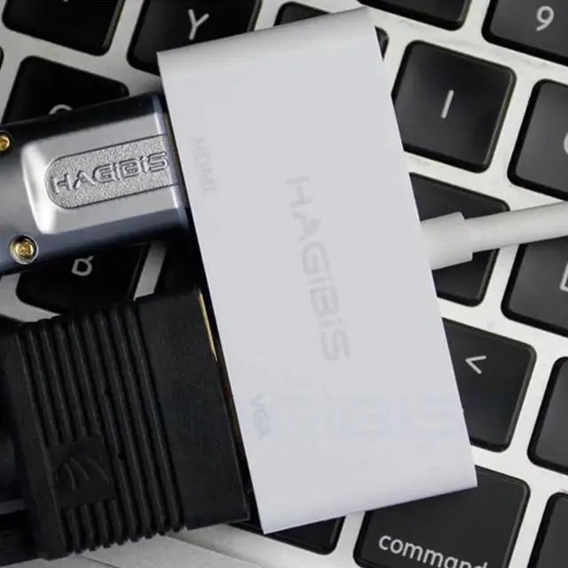 Alt view image 2 of 3 - Hagibis USB 3.1 Type C USB-C to HDMI Adapter 4K HD 1080P 2 in 1 USB-C to VGA Converter Cable for Apple Macbook Chromebook dell