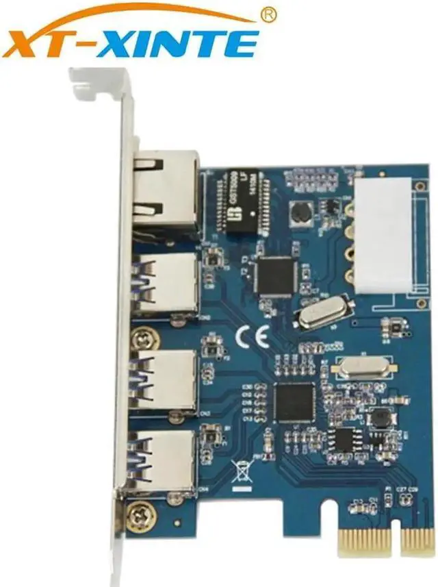 Alt view image 5 of 5 - USB 3.0 Expansion Card Desktop PCI-E to 3 Ports External USB 3.0 Ethernet RJ45 Port Adapter Card VL805 AX88179