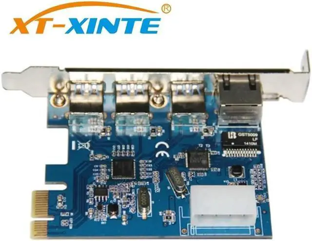 Main image of USB 3.0 Expansion Card Desktop PCI-E to 3 Ports External USB 3.0 Ethernet RJ45 Port Adapter Card VL805 AX88179