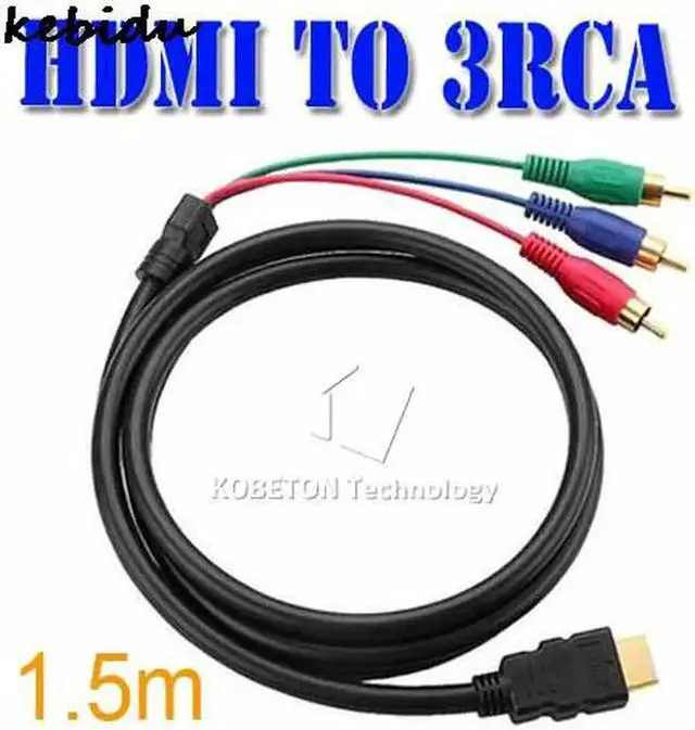 Alt view image 4 of 5 - kebidu 1080P 5FT 1.5M Male HDMI to 3 RCA Male Cable Video AV TV Composite Adapter Converter 3RCA Cable For XBOX 360